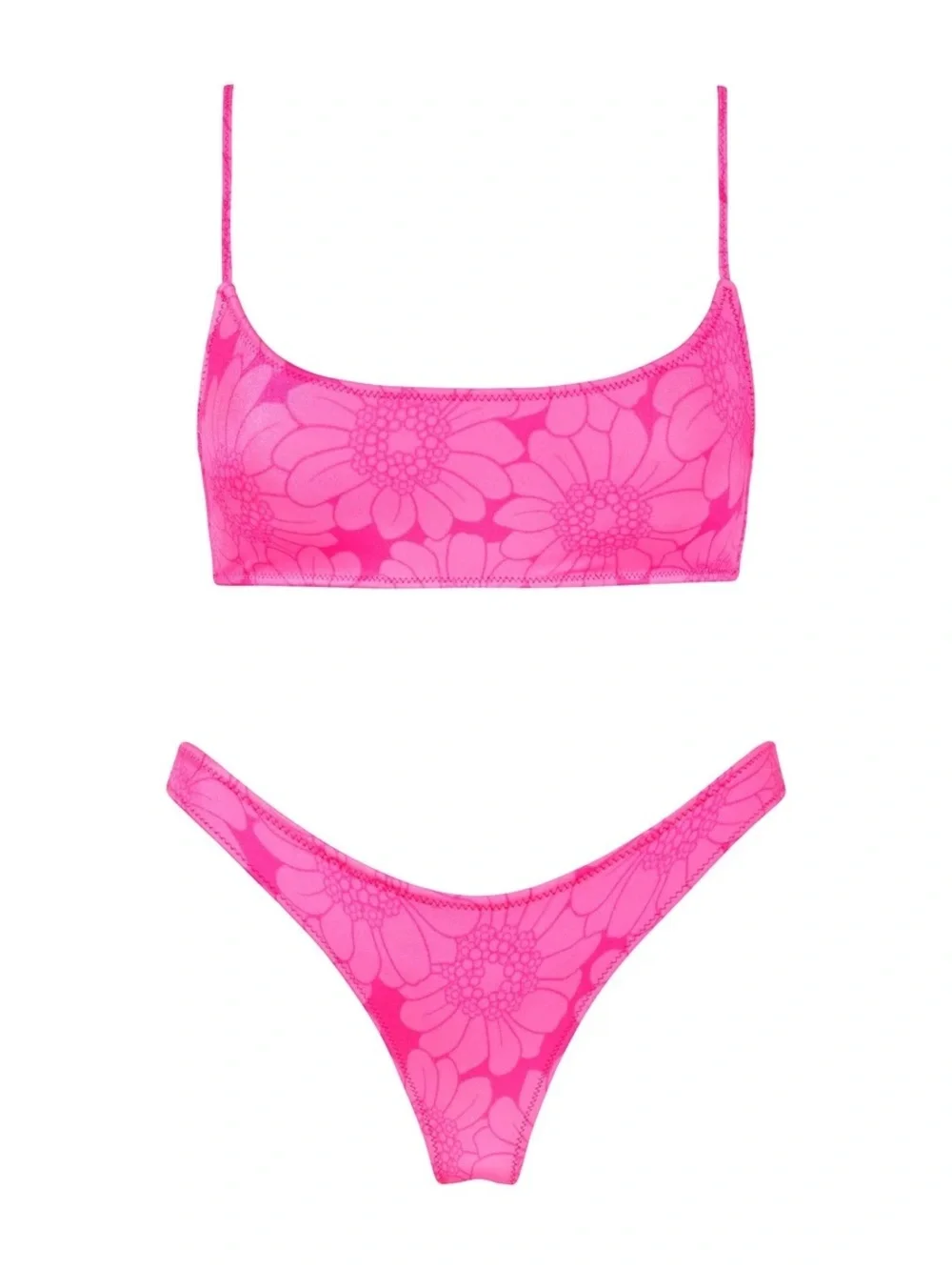 triangl swimwear Hot Pink Floral Bralette Bikini Set